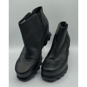 Sorel Women's Joan of Arctic Wedge III Zip Chelsea Boot Black Sea Salt Size 10